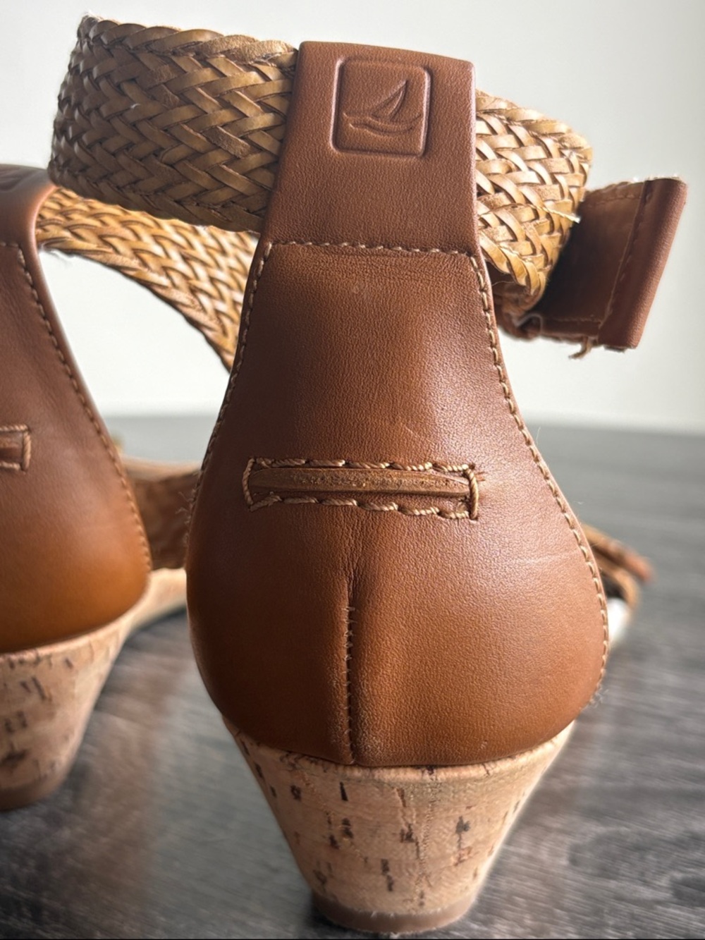 Sperry Tan Braided Ankle-Strap Sandals with Striped Toe - Picture 12 of 14